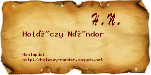 Holéczy Nándor névjegykártya